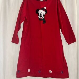 Disney Mickey Mouse Embroidered Nightgown Red Size Large